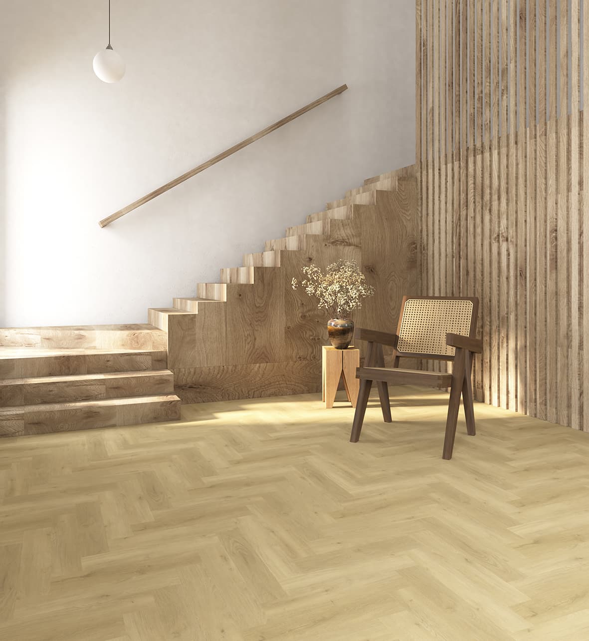 P-205 Buttermilk Oak SPC parke ve SPC zemin kaplama için Kuzey Kıbrıs ürün ve uygulama görseli
