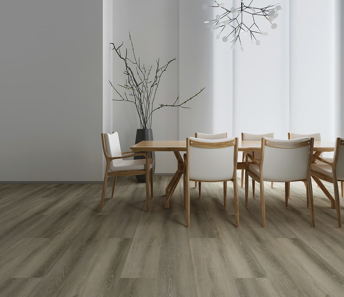 P-217 Silver Mist Oak SPC parke ve SPC zemin kaplama için Kuzey Kıbrıs ürün ve uygulama görseli
