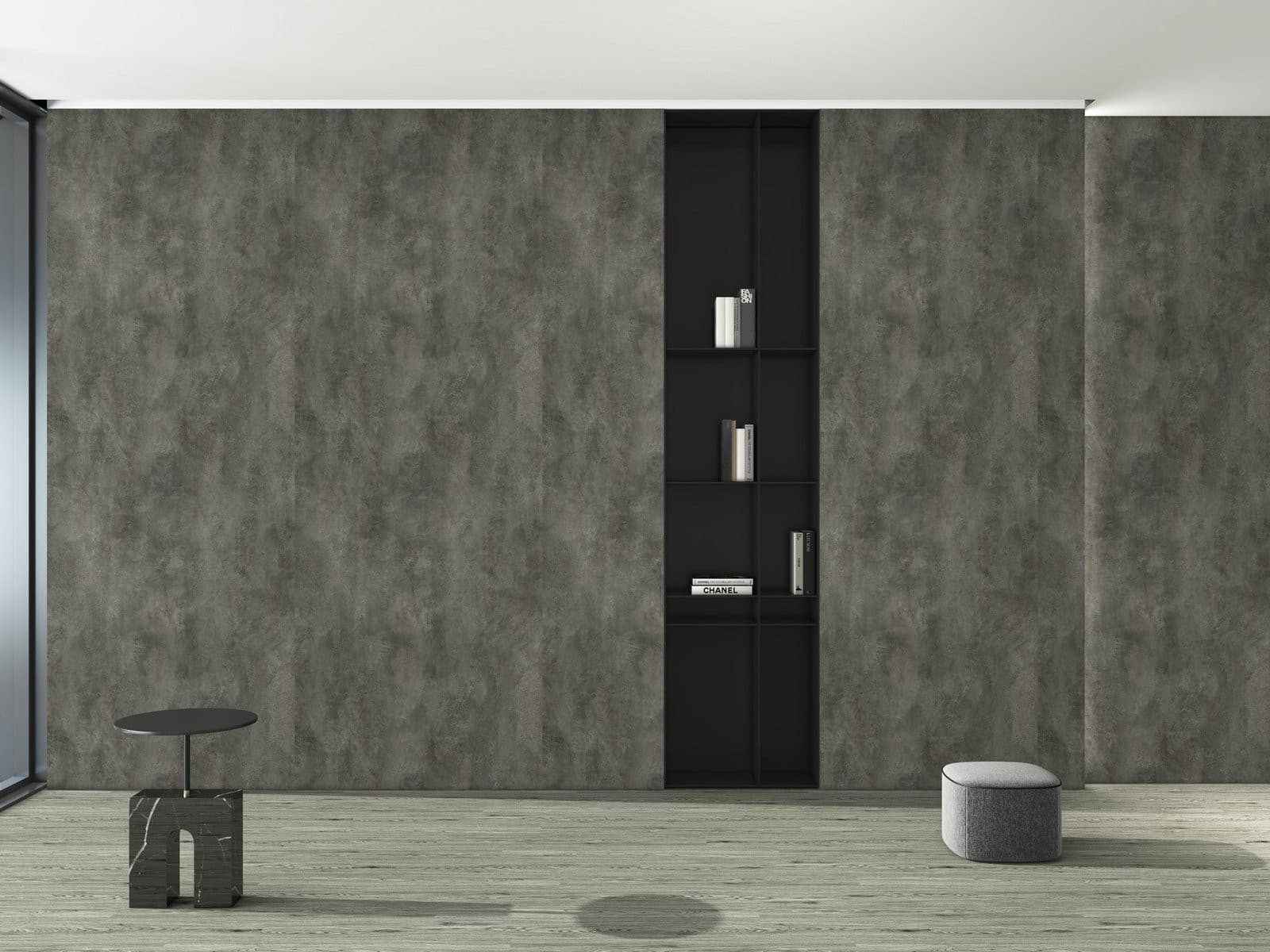 604 Anthracite Concrete SPC duvar paneli, banyo paneli ve marble sheet yüzey için Kuzey Kıbrıs ürün ve uygulama görseli