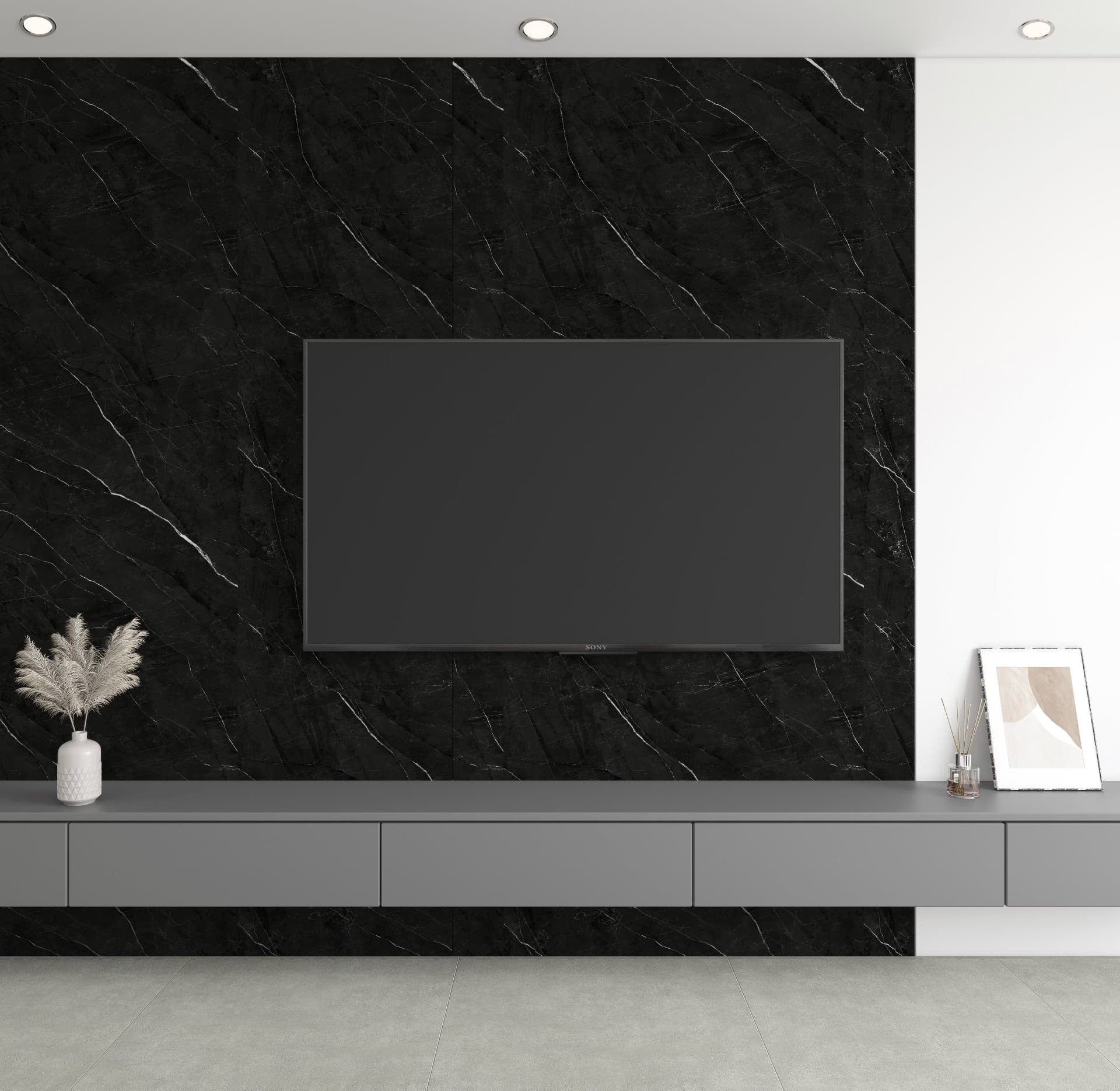610 Marble Black SPC duvar paneli, banyo paneli ve marble sheet yüzey için Kuzey Kıbrıs ürün ve uygulama görseli