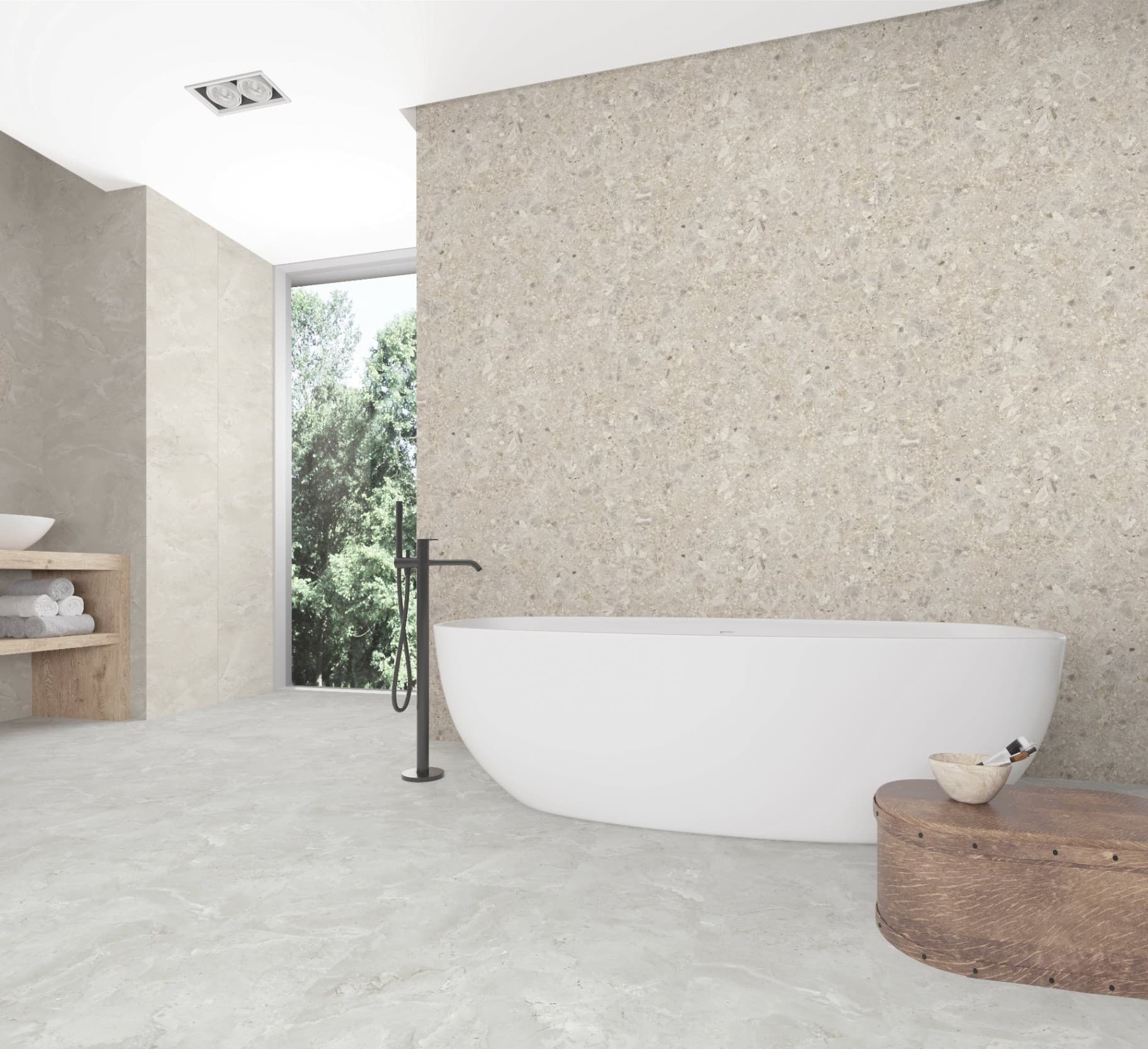 614 Ceppo di Gre Beige SPC duvar paneli, banyo paneli ve marble sheet yüzey için Kuzey Kıbrıs ürün ve uygulama görseli